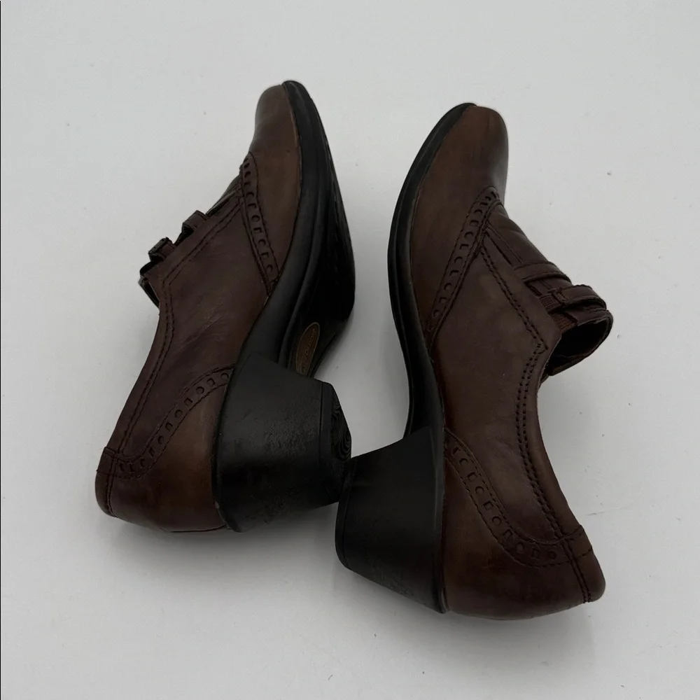 Earth Origins Brown Leather Loafers bootie women 7M casual office comfort Y2K